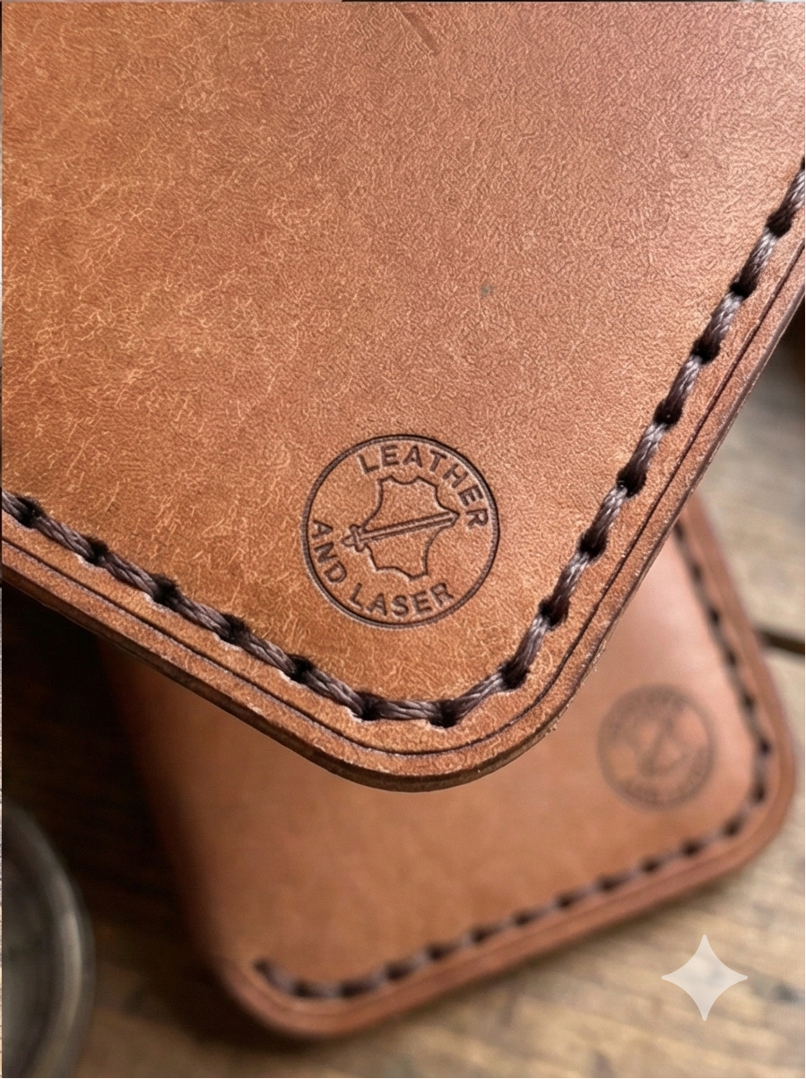 Minimalist EDC Two-Tone Leather Card Holder Wallet - Warm Tan & Dark Brown | Hand-Stitched