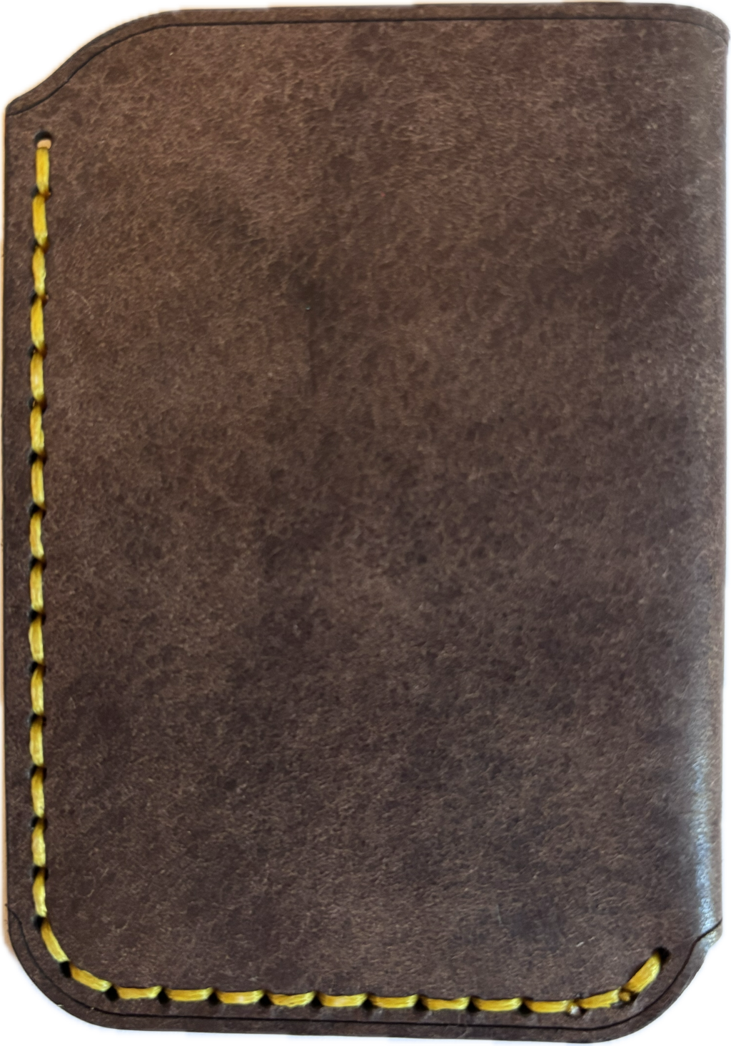 Minimalist EDC Two-Tone Leather Card Holder Wallet - Dark Brown & Warm Tan | Hand-Stitched