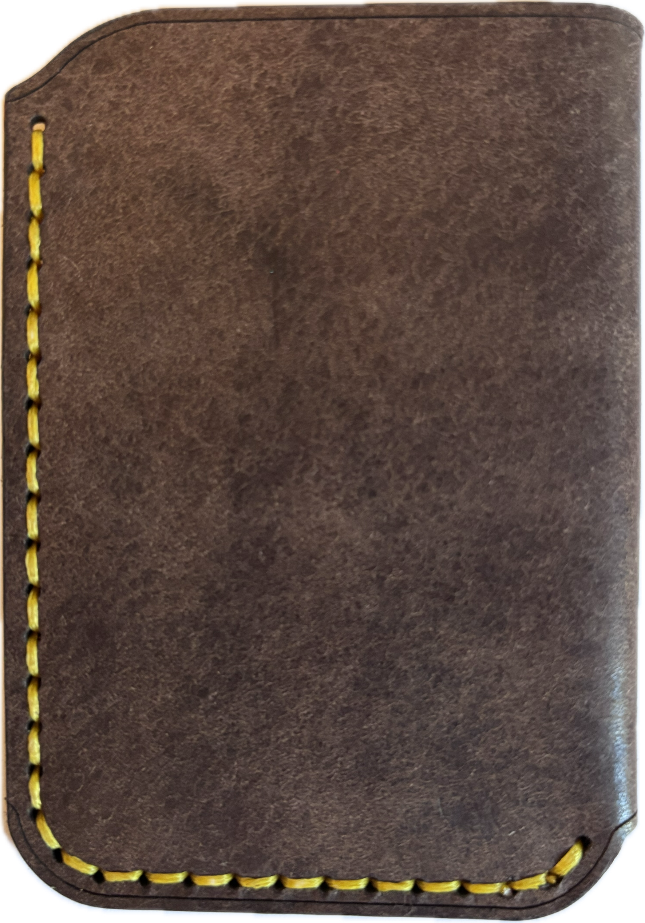 Minimalist EDC Two-Tone Leather Card Holder Wallet - Dark Brown & Warm Tan | Hand-Stitched