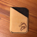 Leather EDC Badger Engraved Card Wallet - Bone & Castanga - Hand Stitched