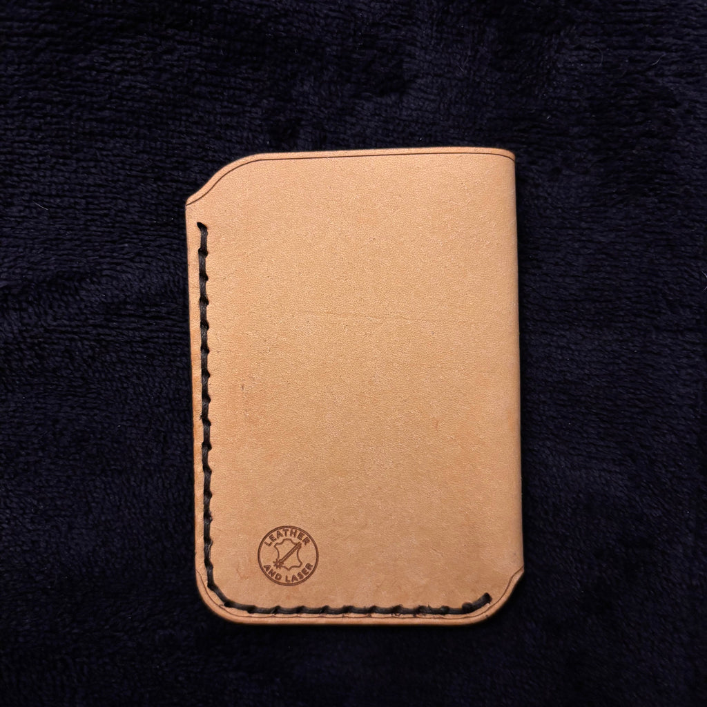 Leather EDC Hedgehog Engraved Card Wallet - Bone & Castanga - Hand Stitched