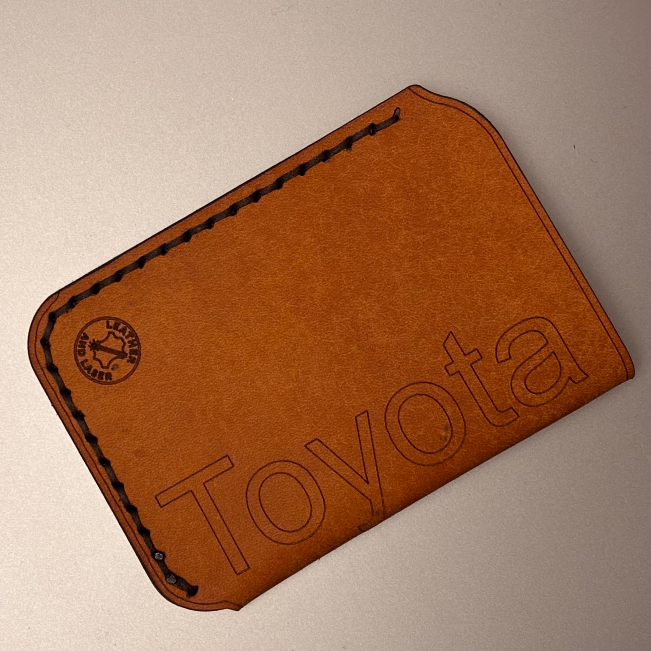 Leather EDC Toyota bB Engraved Card Wallet - Olmo & Castanga - Hand Stitched