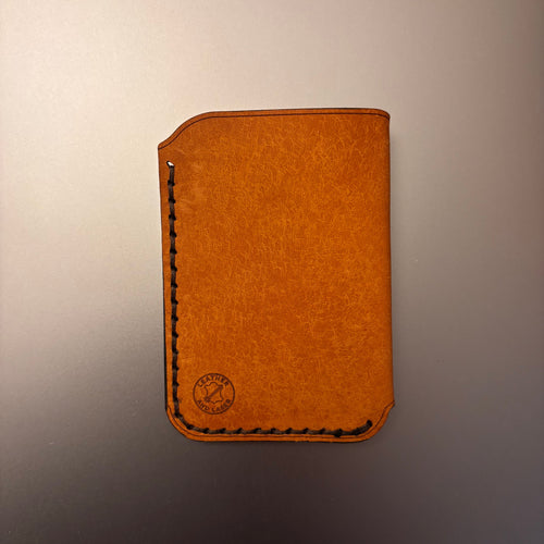 Leather EDC Badger Engraved Card Wallet - Olmo & Castanga - Hand Stitched