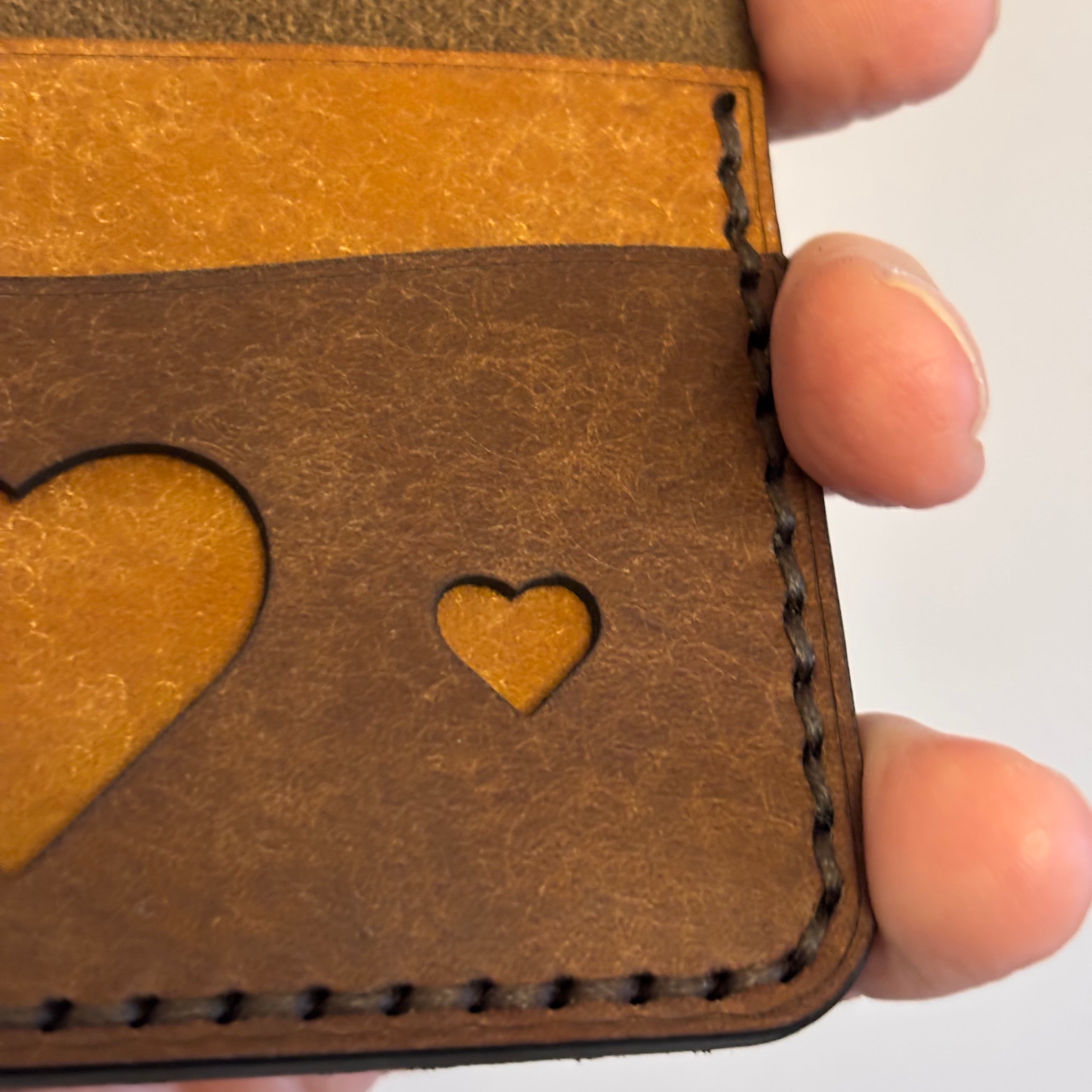 Love Hearts Leather Card Holder - Hand Made Wallet