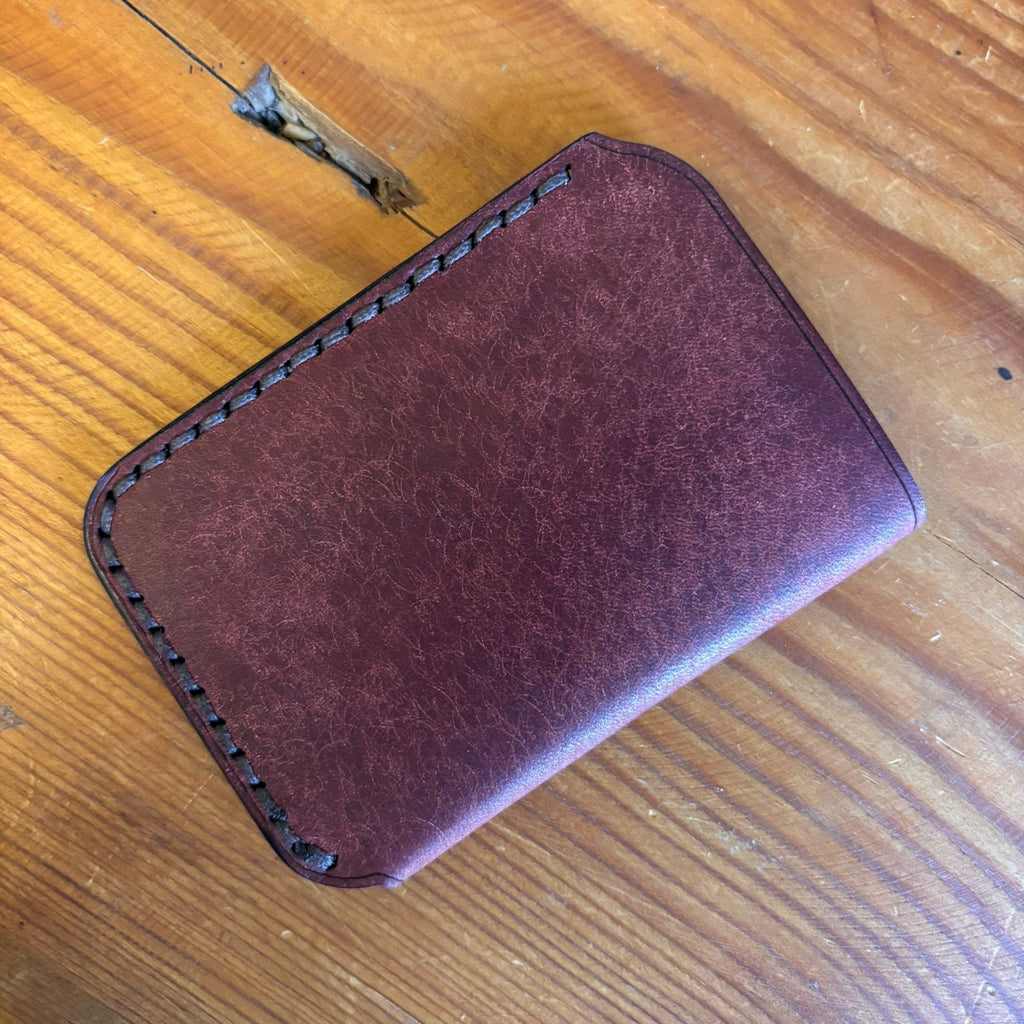 Minimalist EDC Two-Tone Leather Card Holder Wallet - Coccinella & Bone  | Hand-Stitched
