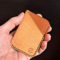 Minimalist EDC Two-Tone Leather Card Holder Wallet - Bone & Warm Tan | Hand-Stitched