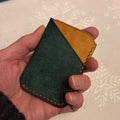 Leather Minimalist EDC Two-Tone Card Holder Wallet - Petrolio & Bone | Hand-Stitched