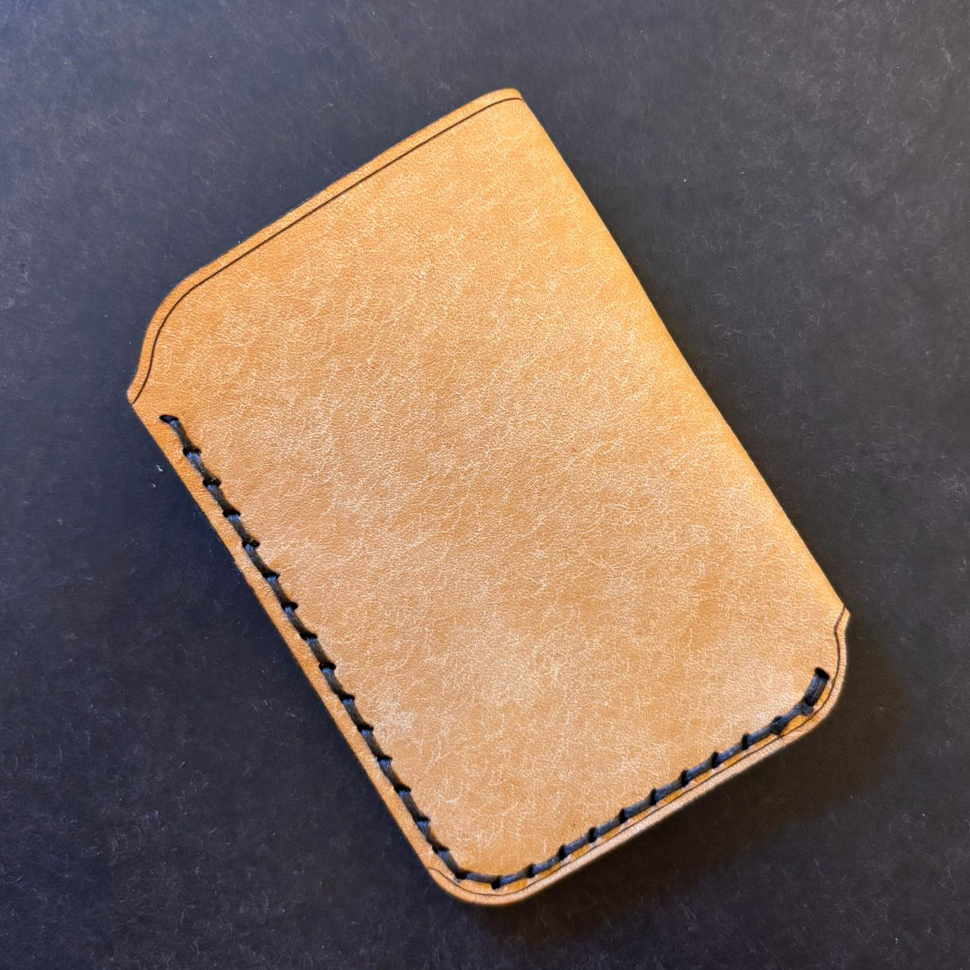 Minimalist EDC Two-Tone Leather Card Holder Wallet - Bone & Coccinella  | Hand-Stitched